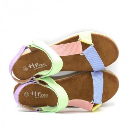 Sandalia deportiva Multicolor con Plataforma y cierre Velcro