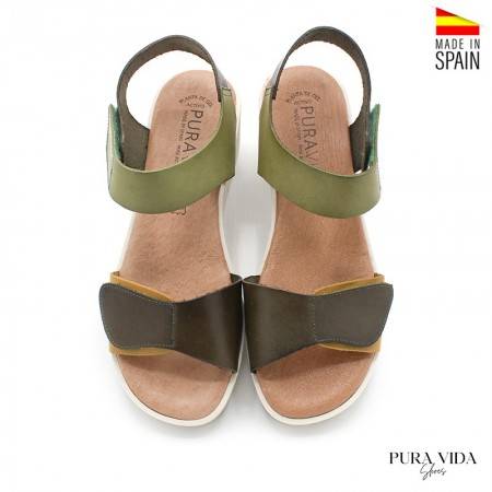 Sandalias con Cuña de piel Verde - PURAVIDA 2022