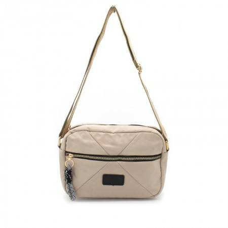 Bolso bandolera de tela acolchada en color Beige