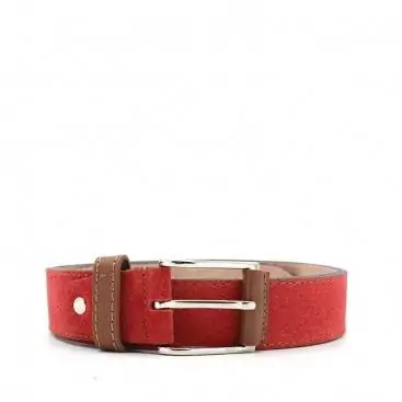 CINTURÓN HOMBRE PIEL SERRAJE ROJO