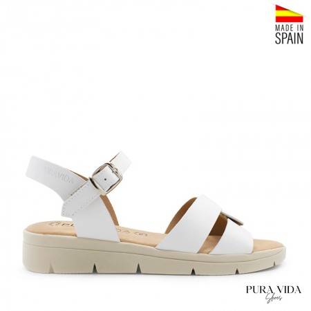 Sandalia con tacón bajo color Blanco - PURAVIDA 2022