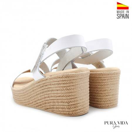 Sandalias con Cuña y Velcro color Blanco - PURAVIDA 2022