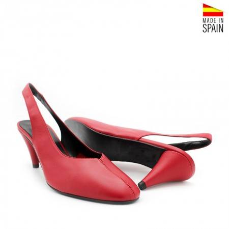 Stiletto tacón de piel en color Rojo