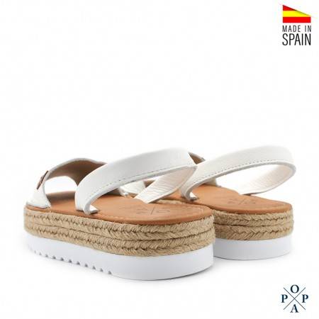Menorquinas Julia Popa Blanca de piel con Plataforma