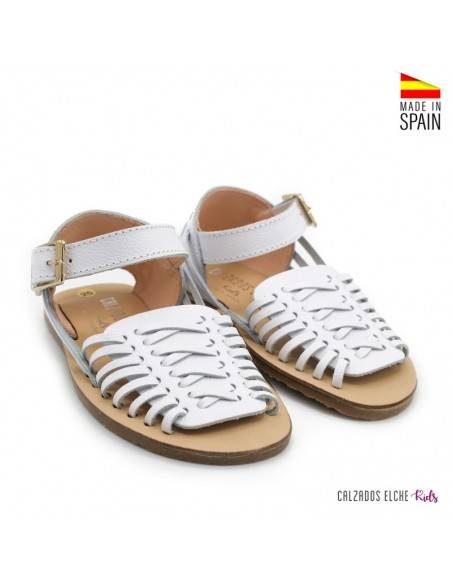 SANDALIAS PIEL BLANCAS NIÑOS