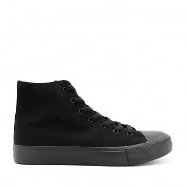 botines negros de lona para hombre