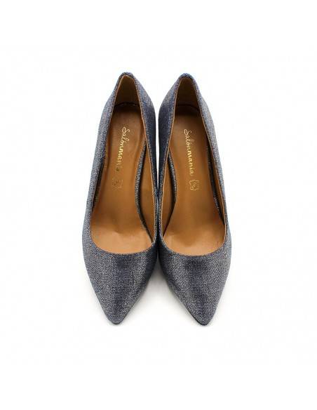 STILETTOS TACÓN ANCHO PLATA