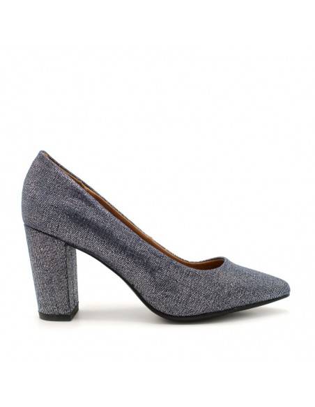 STILETTO TACÓN ANCHO PLATA