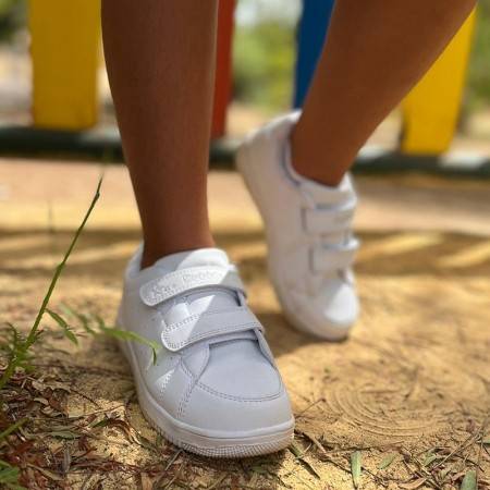Zapatillas deportivas blancas para niños y niñas, calzado informal