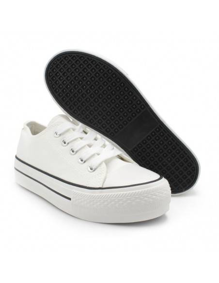 zapatillas lona plataforma blanca