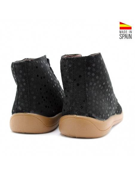 botin niña piel negro