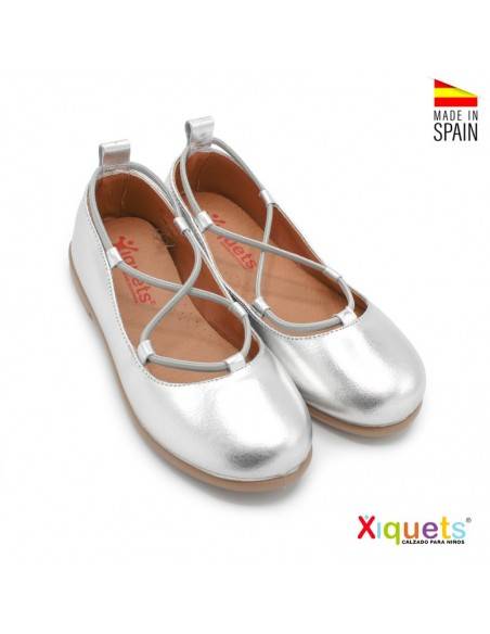 manoletinas plateadas de piel