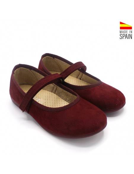 zapatos niña lona burdeos
