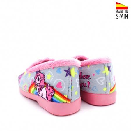 Zapatillas de color Gris con dibujo Unicornios