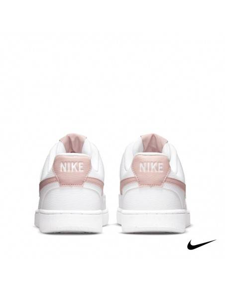 Detalle talón rosa Nike Court Vision blanca