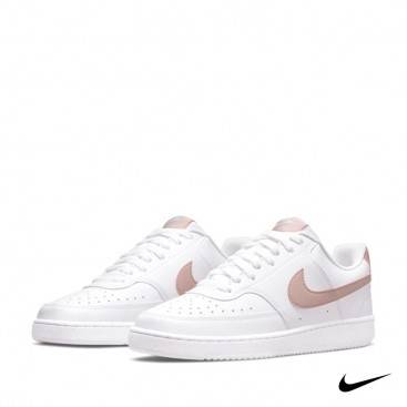 Zapatilla Nike Court Vision blanca con Swoosh rosa
