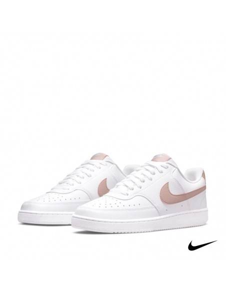 Zapatilla Nike Court Vision blanca con Swoosh rosa