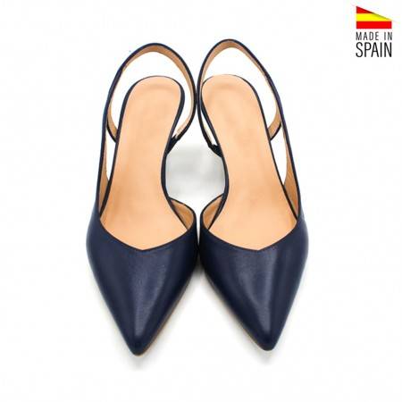 Zapatos tacón color Azul marino de Piel - in SPAIN