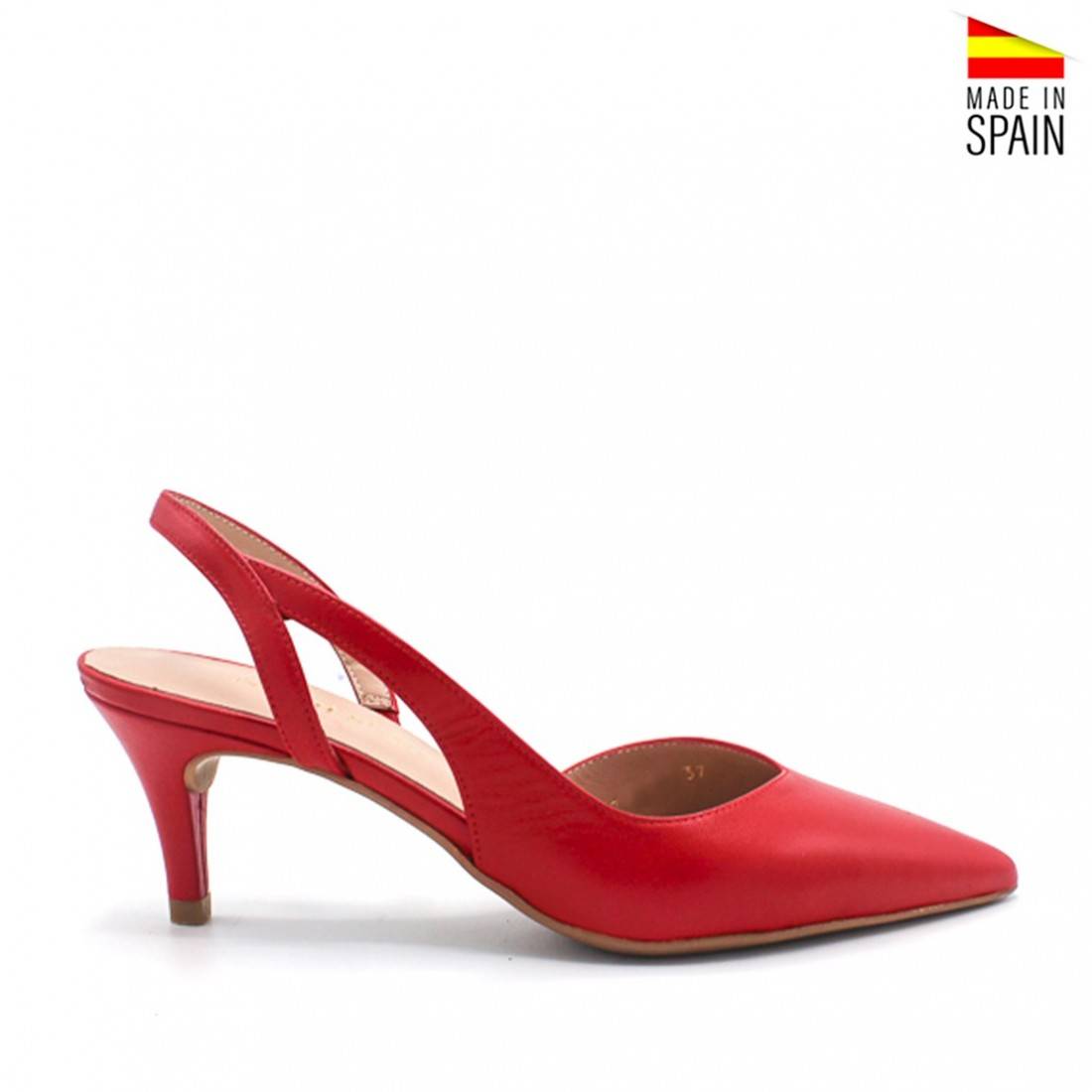 Por separado cinturón Manifiesto Zapatos tacón Midi color Rojo de Piel - Made in SPAIN