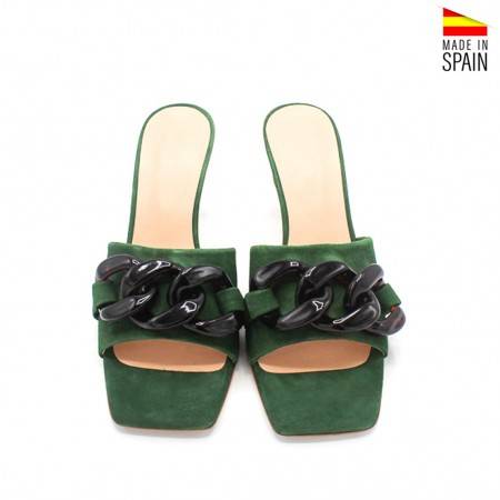 mule tacon fino piel verde