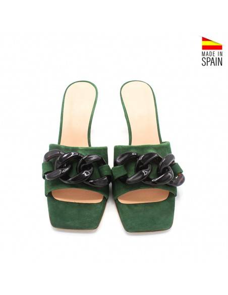 mule tacon fino piel verde