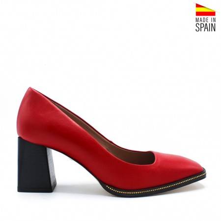 zapatos tacón ancho rojos