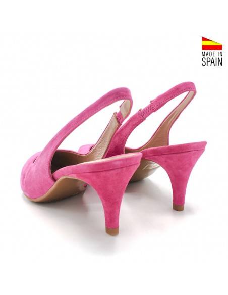 zapatos tacón bajo fucsia