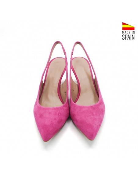 zapatos vestir tacón fino fucsia