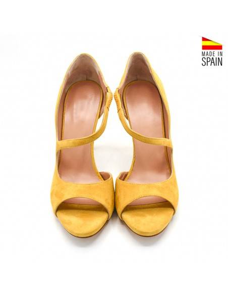 sandalias amarillas tacón