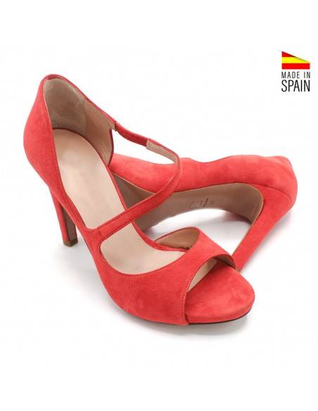 sandalias ante roja anaranjada