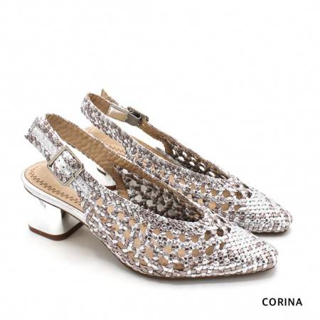 zapatos tacón TRENZADos plateados