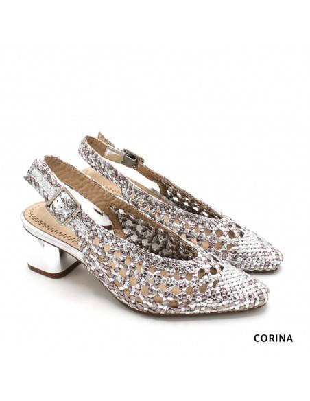 zapatos tacón TRENZADos plateados