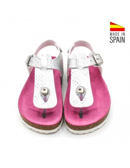 sandalias niña de dedo plateadas