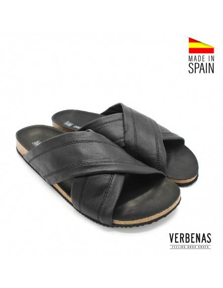 sandalias hombre piel negras