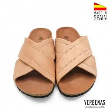 sandalias hombre piel camel