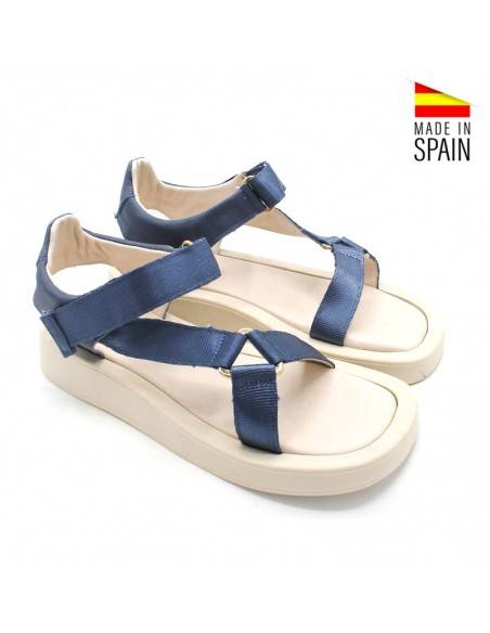 SANDALIAS VELCRO azul MUJER