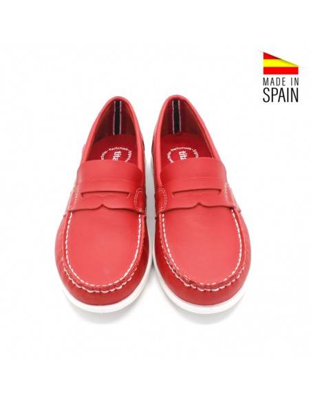 MOCASÍN PIEL NIÑO ROJO
