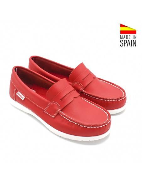 MOCASÍN PIEL LAVABLES NIÑO ROJO