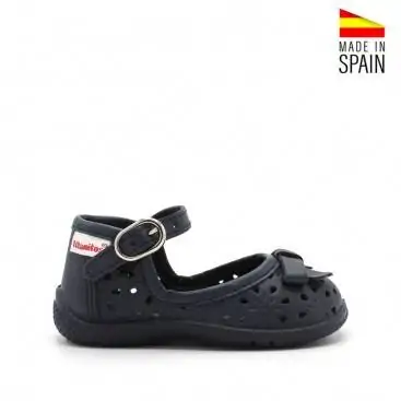 merceditas piel azul marino