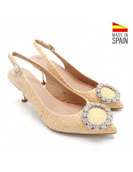 zapatos con tacón joya de rafia