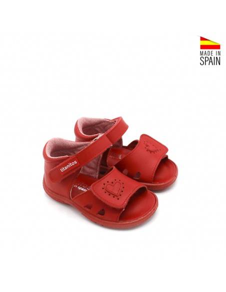 sandalias de bebe niña rojas