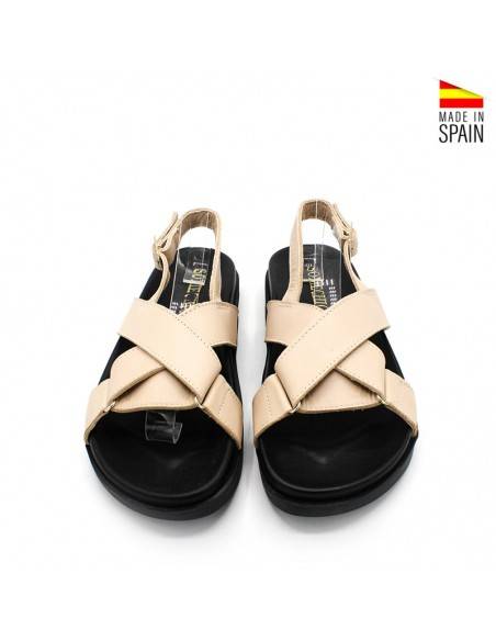 SANDALIAS PLANAS BEIGE DE MUJER