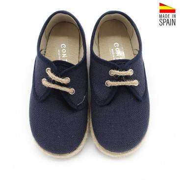 alpargata blucher azul marino niño lino