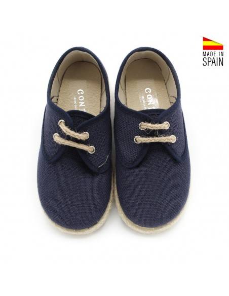 alpargata blucher azul marino niño lino