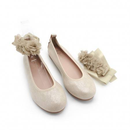 Bailarinas de Vestir o Comuni n color Beige con citas