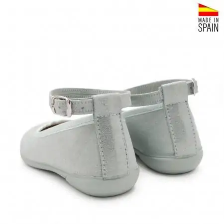 Bailarinas azules niña color celeste con destellos y opción de lazo