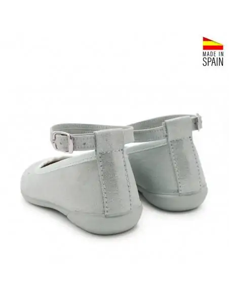 Bailarinas azules niña color celeste con destellos y opción de lazo