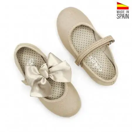 zapatos lazo beige para niña