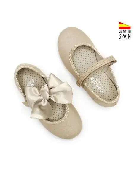 zapatos lazo beige para niña
