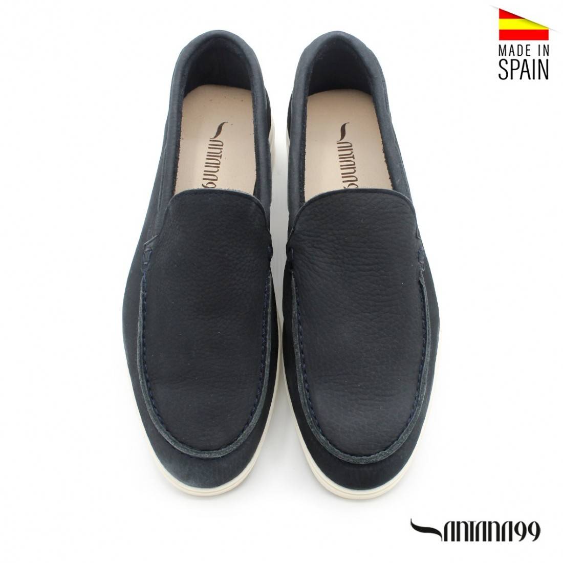 Mocassim Dunham Waves Masculino | Nobuck Azul Escuro | Conforto Superior | Tamanho 44 | Sem Cadarço